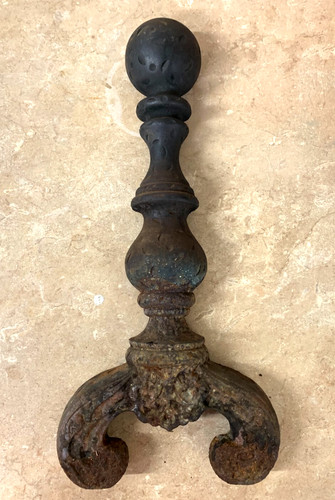 Antique cast iron andiron - cast,